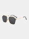 Unisex Fashion Personality Outdoor UV Protection Irregular Lens Metal Frame Square Sunglasses - Black