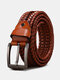 JASSY 110-125cm Men's Leather Vintage Casual Pin Buckle Woven Hollow Belt - Coffee