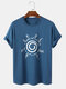 Mens Circle Graphic Crew Neck Casual Cotton Short Sleeve T-Shirts - Blue