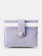 Women Faux Leather Macaron Color Matching 6 Card Slot Card Holder Mini Short Wallet - Purple