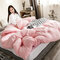 Washed Cotton Quilt Polyester Stuffed Thicken Full Queen King Soft Wahable Solid Cover Duvet - Pink