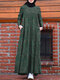 Floral Print Pocket Long Sleeve Casual Maxi Dress For Women - Green