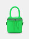 Women Faux Leather Fashion Shopping Solid Candy Bright Color Mini Handbag Crossbody Bag - Green