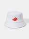Unisex Cotton Auspicious Clouds Pattern Embroidery Wide Brim Chinese Style Sunshade Bucket Hat - White