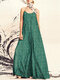 Women Allover Ditsy Floral Print Spaghetti Strap Maxi Dress - Green