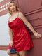 فستان بتصميم مكشوف الظهر من السباغيتي جاكار مقاس كبير - أحمر