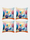 4 Pcs Landscape Oil Painting Tree Pattern Colorful Print Pillowcase Throw Pillow Cover Linen Sofa Home Car Cushion Cover - #02
