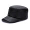 Men's PU Leather Warm Winter Flat Hat Casual Ourdoors Vintage Adjustable Military Cap - Black