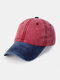 Unisex Washed Distressed Cotton Color-match Fashion Breathable Baseball Cap - Red