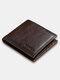 Men Vintage Genuine Leather Cow Leather Card Case Money Clip Short Wallet Purse - Coffee
