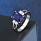 Vintage Geometric Diamonds Finger Rings Square Crystal Inlaid Couple Rings Zircon Rings - Blue