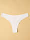 Women Solid Color Seamless Ice Silk Comfortable Low Waist Thongs Panty - White