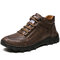 Men Microfiber Leather Retro Non Slip Outdoor Casual Ankle Boots - Coffee