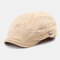 Men Cotton Literary Artist Style Summer Sunscreen Visor Forward Hat Beret Hat Flat Caps - Beige