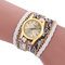Fashion Multi-color Women's Casual Bracelet Watch Luxury Multilayer Leather Bracelet Watch  - White