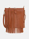 Simple Leisure Tassel Bucket Bag Ladies Shoulder Bag Messenger Bag - Brown