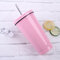 500ML Ins Style Stainless Steel Mug Portable Straw Cup Double Vacuum Coffee Cup For Home And Office  - Pink