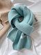 Unisex Knitted Thickened Solid Color Letter Cloth Label Autumn Winter Simple Warmth Scarf - Light Blue