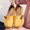 Tamanho grande de forma suave multi - usar cor pura loafers planos - Amarelo
