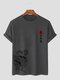 メンズチャイニーズドラゴンプリントクルーネック半袖Tシャツ - 暗灰色