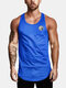 Mens Simple Solid Color Casual Breathable Sleeveless Tank Top - Blue