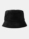 पुरुष और महिला कपास गर्म ठोस रंग Sunvisor आरामदायक फैशन युगल टोपी बाल्टी टोपी - काली