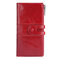 Genuine Leather RFID Antimagnetic Long Phone Wallet Card Holder Phone Bag - Red