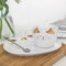 Cat Gold Ceramic Coffee Cup Dish Restaurant With Dish Water Cup Office Cup - White