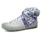 Men Stylish High Top Jelly Soled Canvas Skate Shoes With Silk - White
