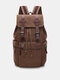 Menico Men's Washed Canvas Vintage Casual Multifunctional Large Capacity Backpack Flip Laptop Backpack - Coffee