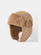Men Lamb Wool Thicken Letter Pattern Embroidery Outdoor Ear Protection Windproof Warmth Trapper Hat - Khaki