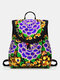 Vintage Embroidered Women Backpack Ethnic Travel Handbag Shoulder Bag - Purple