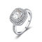 Anel de strass quadrado geométrico luxuoso anel de zircão micro incrustado com temperamento joias da moda - Branco