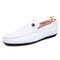 Men Hand Stitching Leather Slip On Soft Causual Driving Shoes  - White