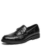 Men Vintage Embossing Slip On Business Dress Loafers - Black
