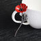 Fashion Red Poppy Flower Brooch Vintage Collar Pins Suit Accessories Jewelry for Unisex - Gun Black
