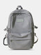 Preppy Soild Nylon Large Capacity Multi-pockets Splashproof Outdoor Travel Backpack - Blue