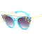 Women Cat Eye Anti-UV Sunglasses Vintage Brand Designer Crystal Diamond Frame Sunglasses - Blue