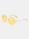 Unisex Irregular Polygonal Rimless Tinted Lenses Metal Double-bridge Sunshade Anti-UV Fashion Sunglasses - Yellow