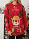 Cartoon Animal Snowflake Christmas Long Sleeve Sweater - Red