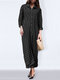 Women Polka Dot Print Button Long Sleeve Casual Jumpsuit - Black