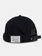 Unisex Cotton Vintage Casual Thin Cloth Logo Brimless Beanie Skull Caps Landlord Hat - Black