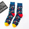 Unisex Couple Comfortable Soft Cotton Socks Vogue Casual Four Seasons Long Tube Socks - Navy