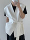 Men Irregular Solid color Sleeveless Vest - White