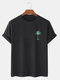 Mens Skull Coconut Tree Tokyo Print 100% Cotton Short Sleeve T-Shirts - Black