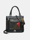 Vintage Genuine Leather Flap Low-layer Zipper Color Block Design Crossbody Bag Handbag - Red