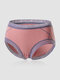 Plus Size Cotton Lace Trim Hit Color Full Hip High Waist Breathable Soft Panties - Pink