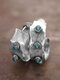Vintage Imitation Turquoise Women Earrings Inlaid Stone Ear Stud Jewelry Gift - Silver