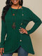 Solid Color Long Sleeve O-neck Patchwork Sweater For Women - Green