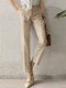 Solid Pocket Tailored Pants For Women - Apricot